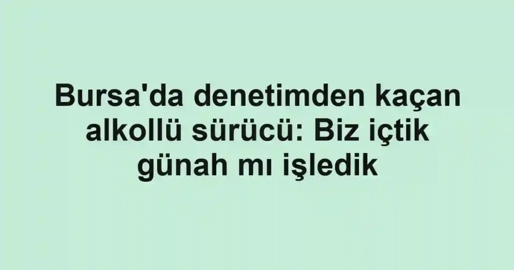 Bursa'da denetimden kaçan alkollü sürücü: Biz içtik günah mı işledik
