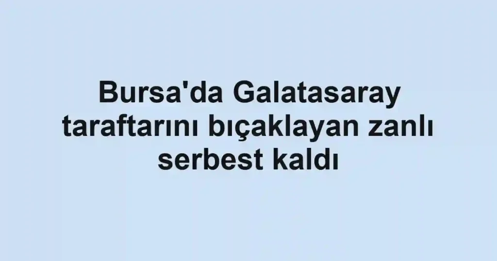 Bursa'da Galatasaray taraftarını bıçaklayan zanlı serbest kaldı