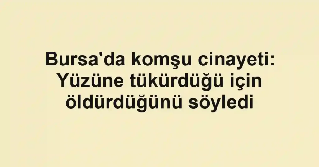 Bursa'da komşu cinayeti: Yüzüne tükürdüğü için öldürdüğünü söyledi
