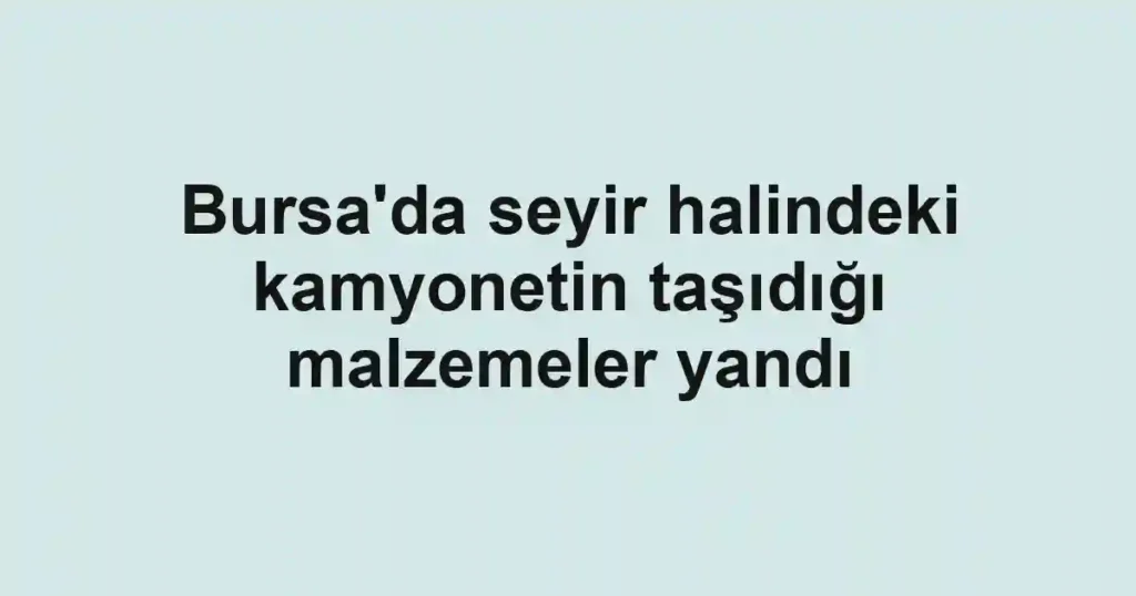 Bursa'da seyir halindeki kamyonetin taşıdığı malzemeler yandı