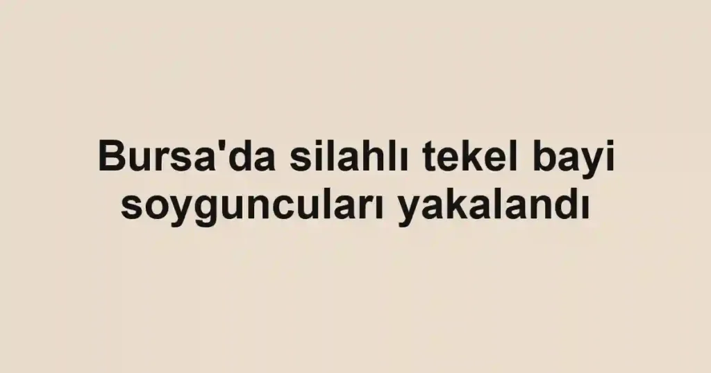 Bursa'da silahlı tekel bayi soyguncuları yakalandı