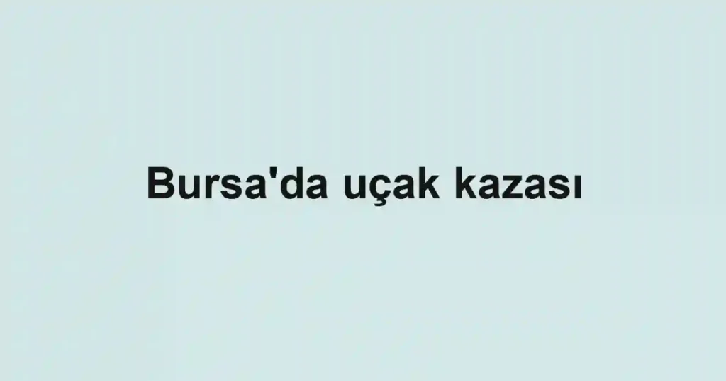 Bursa'da uçak kazası