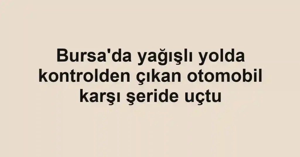 Bursa'da yağışlı yolda kontrolden çıkan otomobil karşı şeride uçtu