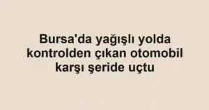 Bursa'da yağışlı yolda kontrolden çıkan otomobil karşı şeride uçtu