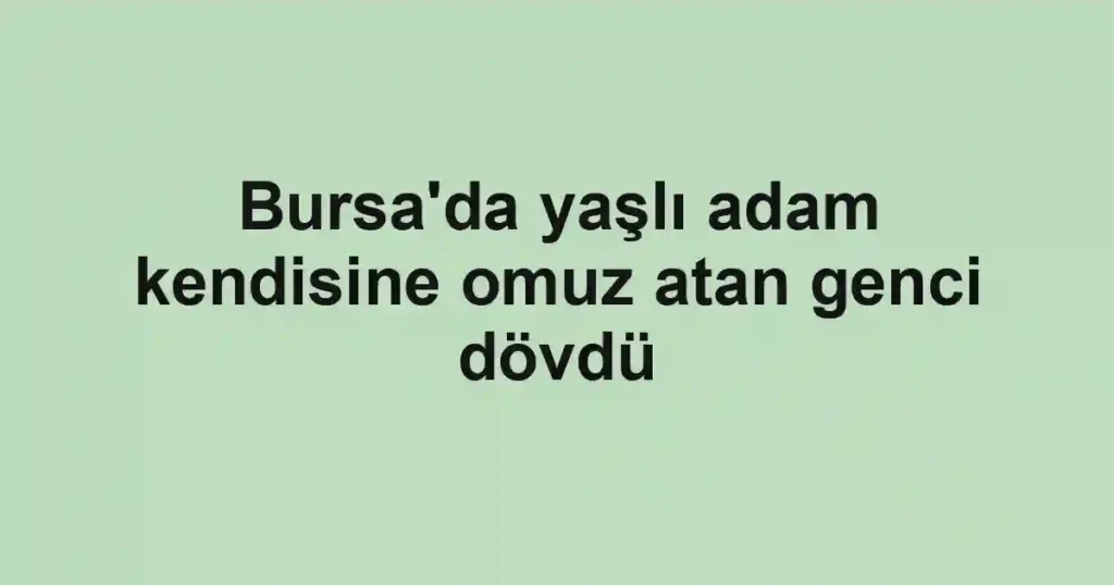 Bursa'da yaşlı adam kendisine omuz atan genci dövdü