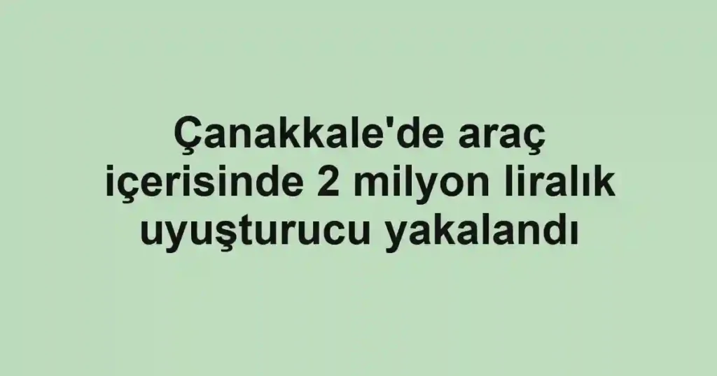 Çanakkale'de araç içerisinde 2 milyon liralık uyuşturucu yakalandı