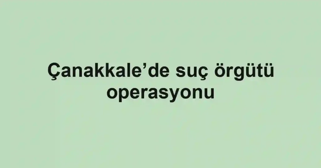Çanakkale’de suç örgütü operasyonu