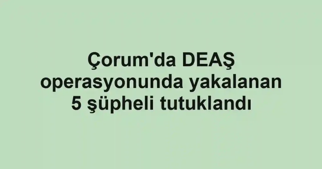Çorum'da DEAŞ operasyonunda yakalanan 5 şüpheli tutuklandı