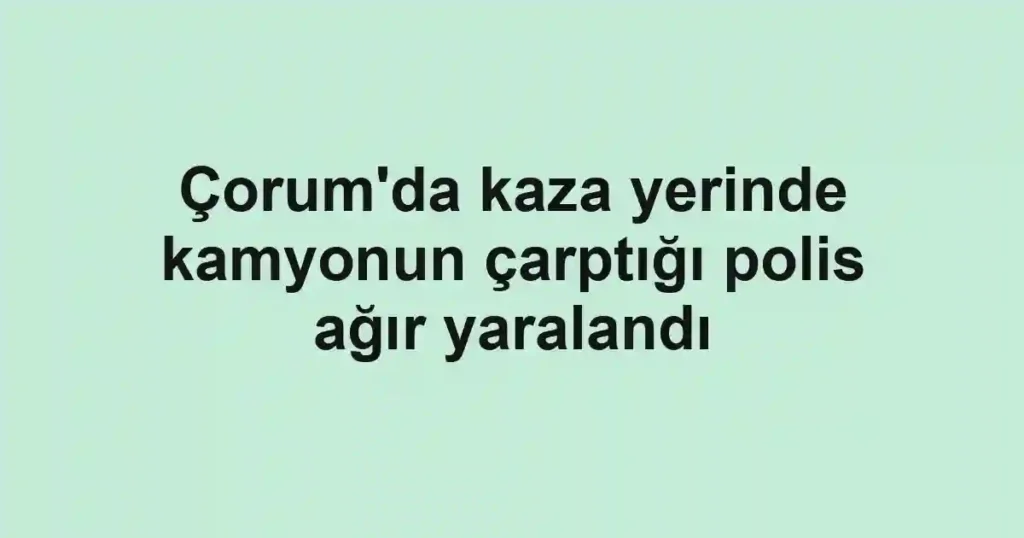 Çorum'da kaza yerinde kamyonun çarptığı polis ağır yaralandı