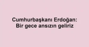 Cumhurbaşkanı Erdoğan: Bir gece ansızın geliriz