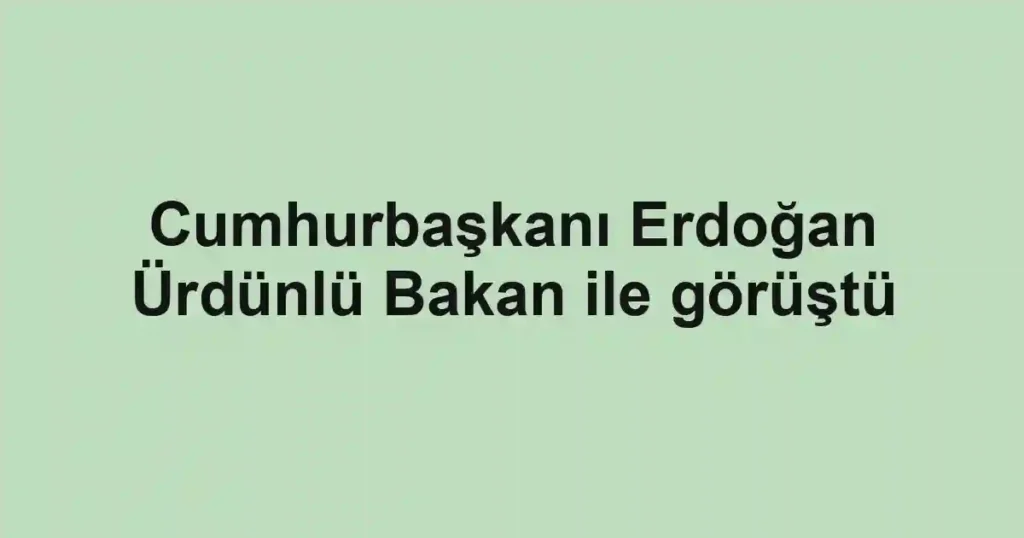 Cumhurbaşkanı Erdoğan Ürdünlü Bakan ile görüştü