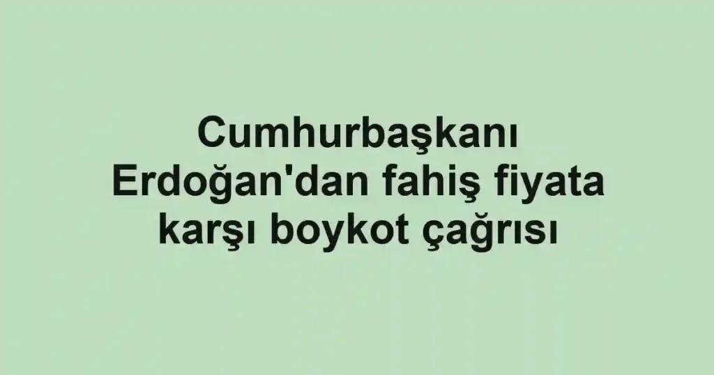 Cumhurbaşkanı Erdoğan'dan fahiş fiyata karşı boykot çağrısı