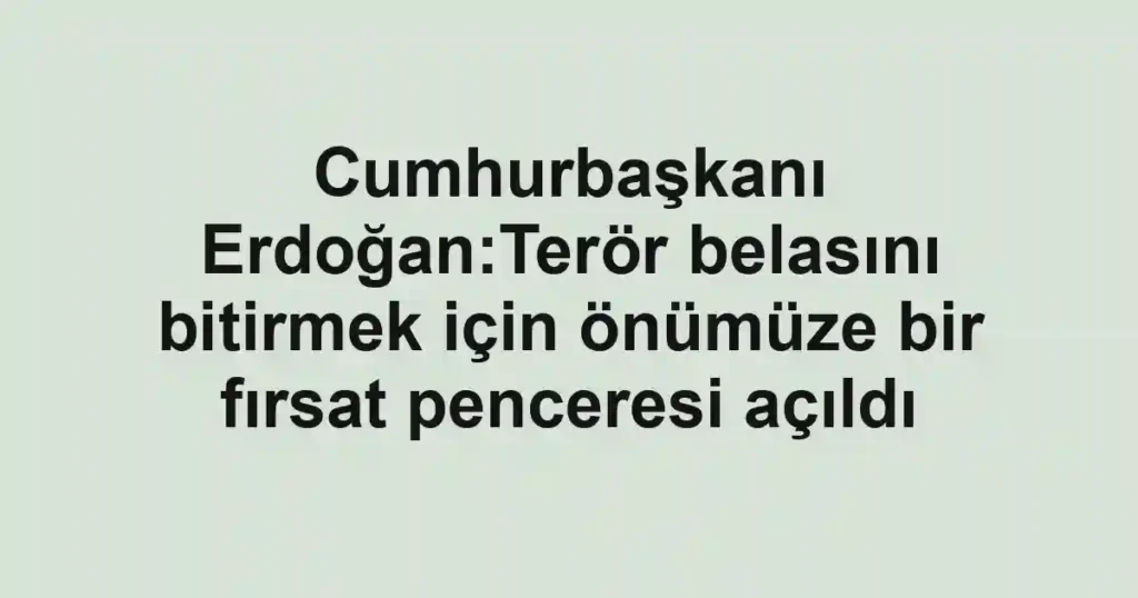 Cumhurbaşkanı Erdoğan:Terör belasını bitirmek için önümüze bir fırsat penceresi açıldı