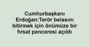 Cumhurbaşkanı Erdoğan:Terör belasını bitirmek için önümüze bir fırsat penceresi açıldı