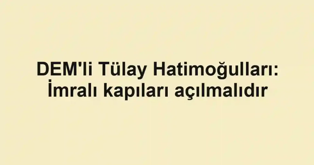 DEM'li Tülay Hatimoğulları: İmralı kapıları açılmalıdır