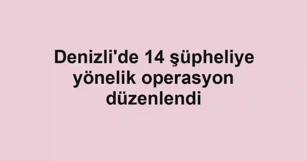 Denizli'de 14 şüpheliye yönelik operasyon düzenlendi