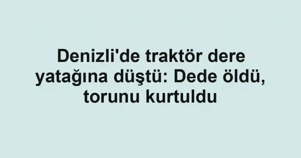 Denizli'de traktör dere yatağına düştü: Dede öldü, torunu kurtuldu