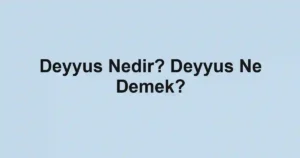 Deyyus Nedir? Deyyus Ne Demek?