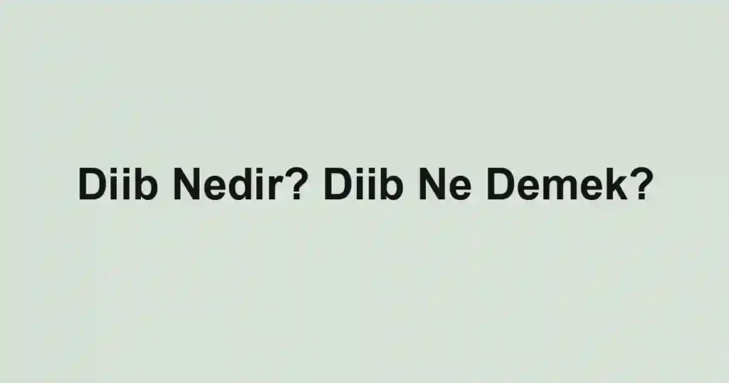 Diib Nedir? Diib Ne Demek?
