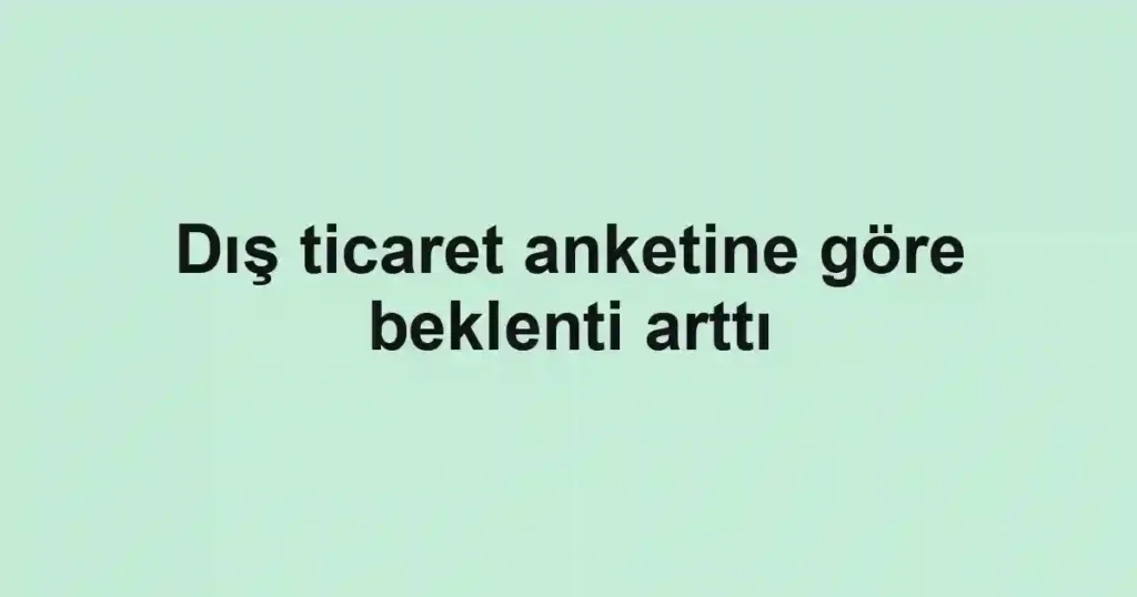 Dış ticaret anketine göre beklenti arttı