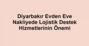 Diyarbakır Evden Eve Nakliyede Lojistik Destek Hizmetlerinin Önemi
