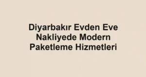 Diyarbakır Evden Eve Nakliyede Modern Paketleme Hizmetleri
