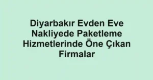 Diyarbakır Evden Eve Nakliyede Paketleme Hizmetlerinde Öne Çıkan Firmalar