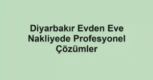 Diyarbakır Evden Eve Nakliyede Profesyonel Çözümler