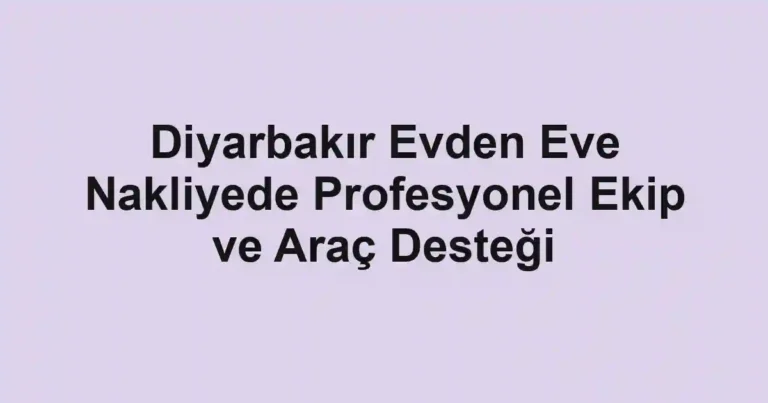Diyarbakır Evden Eve Nakliyede Profesyonel Ekip ve Araç Desteği