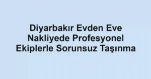 Diyarbakır Evden Eve Nakliyede Profesyonel Ekiplerle Sorunsuz Taşınma