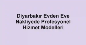 Diyarbakır Evden Eve Nakliyede Profesyonel Hizmet Modelleri