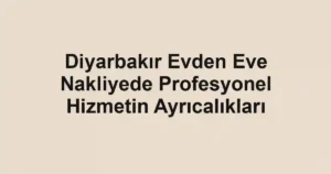 Diyarbakır Evden Eve Nakliyede Profesyonel Hizmetin Ayrıcalıkları