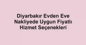 Diyarbakır Evden Eve Nakliyede Uygun Fiyatlı Hizmet Seçenekleri