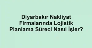 Diyarbakır Nakliyat Firmalarında Lojistik Planlama Süreci Nasıl İşler?