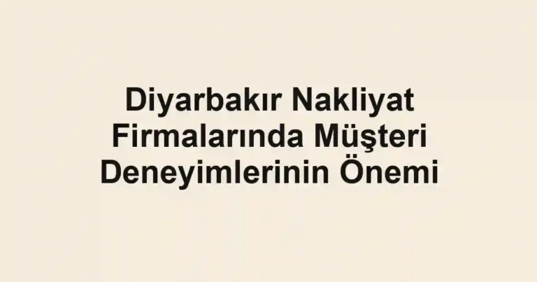 Diyarbakır Nakliyat Firmalarında Müşteri Deneyimlerinin Önemi