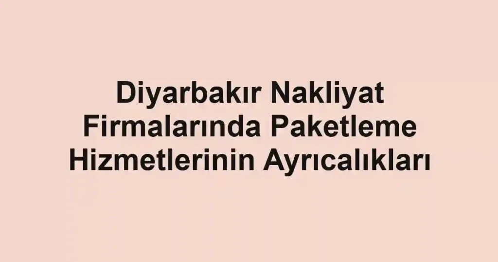 Diyarbakır Nakliyat Firmalarında Paketleme Hizmetlerinin Ayrıcalıkları