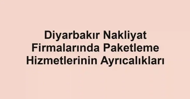 Diyarbakır Nakliyat Firmalarında Paketleme Hizmetlerinin Ayrıcalıkları