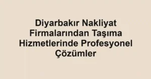 Diyarbakır Nakliyat Firmalarından Taşıma Hizmetlerinde Profesyonel Çözümler