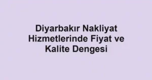 Diyarbakır Nakliyat Hizmetlerinde Fiyat ve Kalite Dengesi