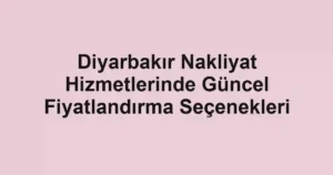 Diyarbakır Nakliyat Hizmetlerinde Güncel Fiyatlandırma Seçenekleri