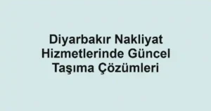 Diyarbakır Nakliyat Hizmetlerinde Güncel Taşıma Çözümleri