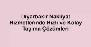Diyarbakır Nakliyat Hizmetlerinde Hızlı ve Kolay Taşıma Çözümleri