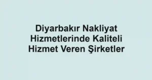 Diyarbakır Nakliyat Hizmetlerinde Kaliteli Hizmet Veren Şirketler