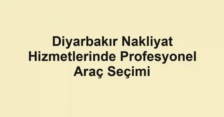 Diyarbakır Nakliyat Hizmetlerinde Profesyonel Araç Seçimi