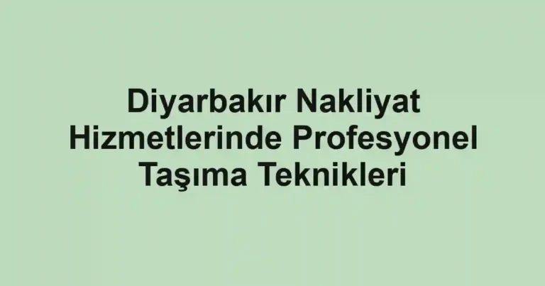 Diyarbakır Nakliyat Hizmetlerinde Profesyonel Taşıma Teknikleri