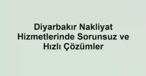 Diyarbakır Nakliyat Hizmetlerinde Sorunsuz ve Hızlı Çözümler