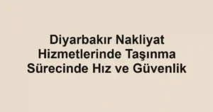 Diyarbakır Nakliyat Hizmetlerinde Taşınma Sürecinde Hız ve Güvenlik