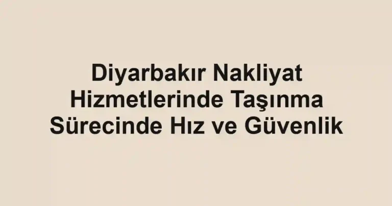 Diyarbakır Nakliyat Hizmetlerinde Taşınma Sürecinde Hız ve Güvenlik