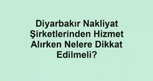 Diyarbakır Nakliyat Şirketlerinden Hizmet Alırken Nelere Dikkat Edilmeli?