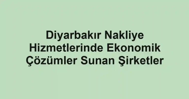 Diyarbakır Nakliye Hizmetlerinde Ekonomik Çözümler Sunan Şirketler